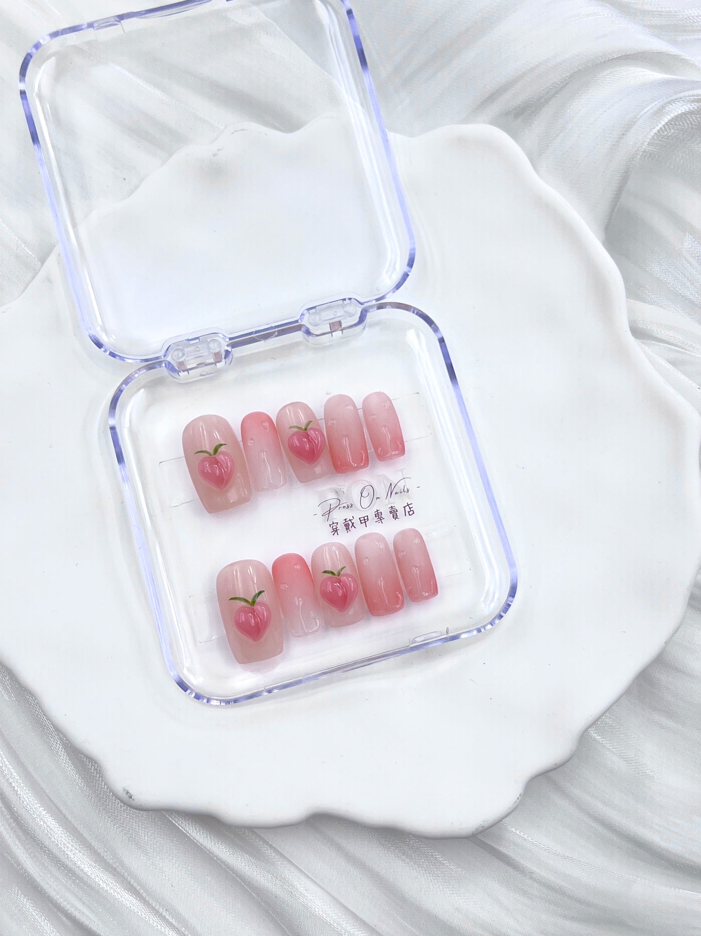 P178 水滴水蜜桃穿戴甲 手工穿戴甲