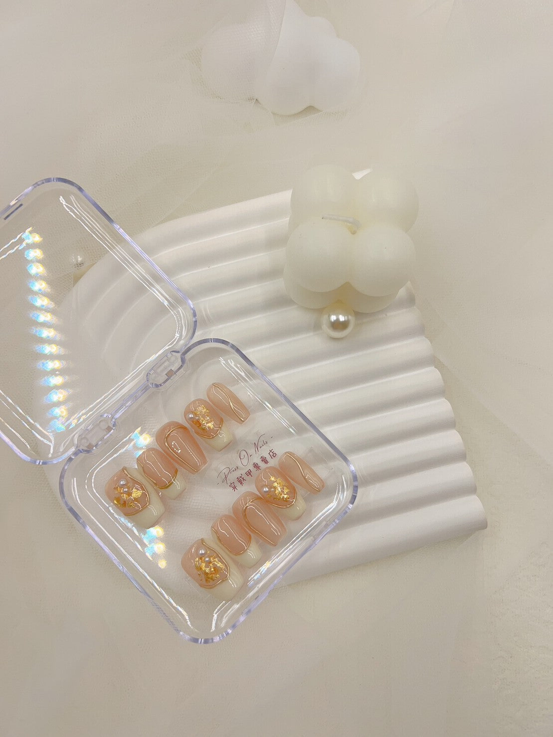 M491 法式金箔珍珠 手工穿戴甲