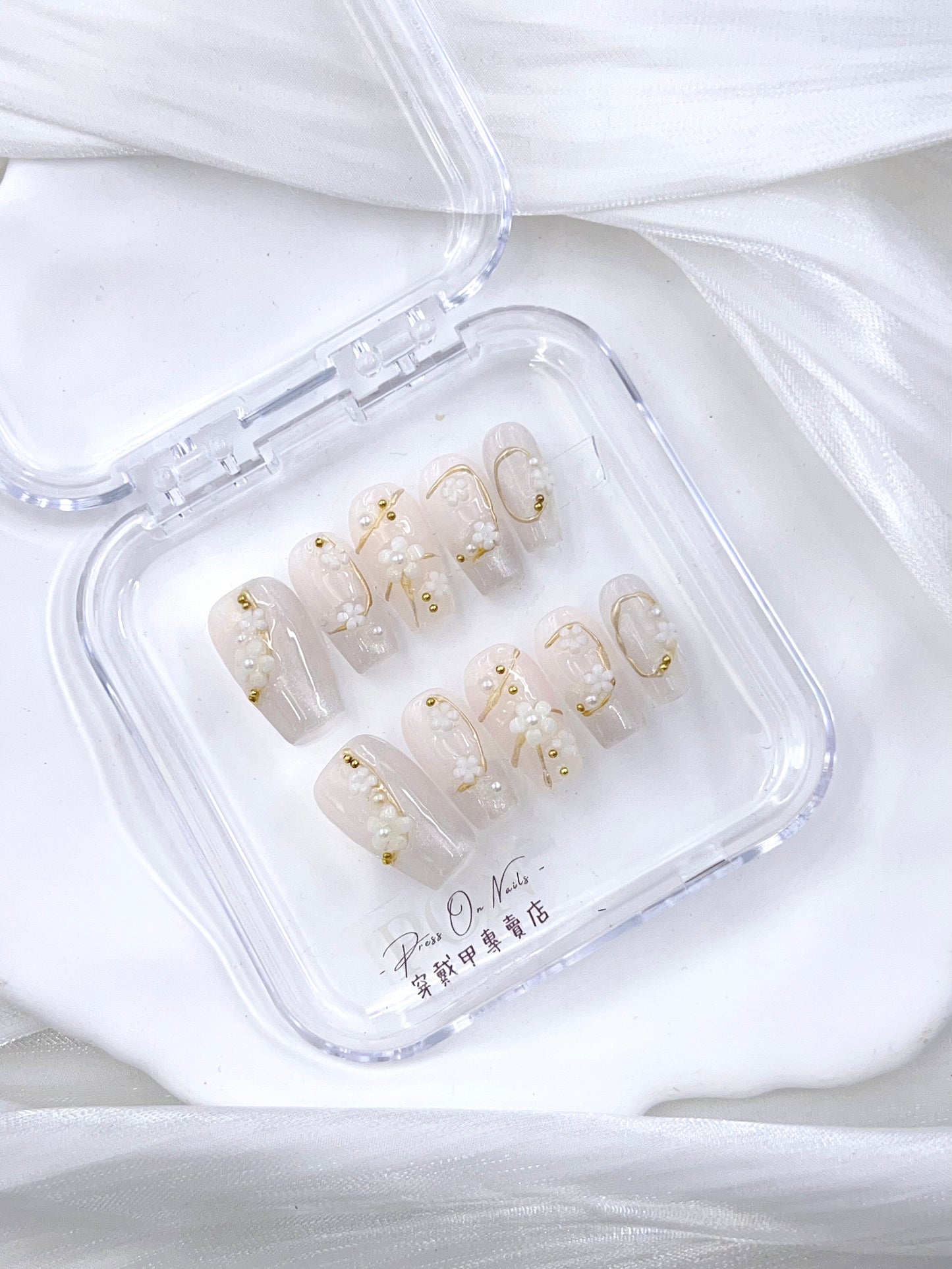 裸透金枝梅花手工穿戴甲