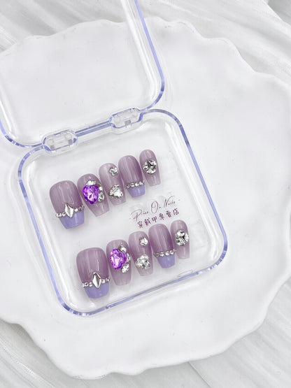 Icy Purple Rhinestone French-Wearing Armor