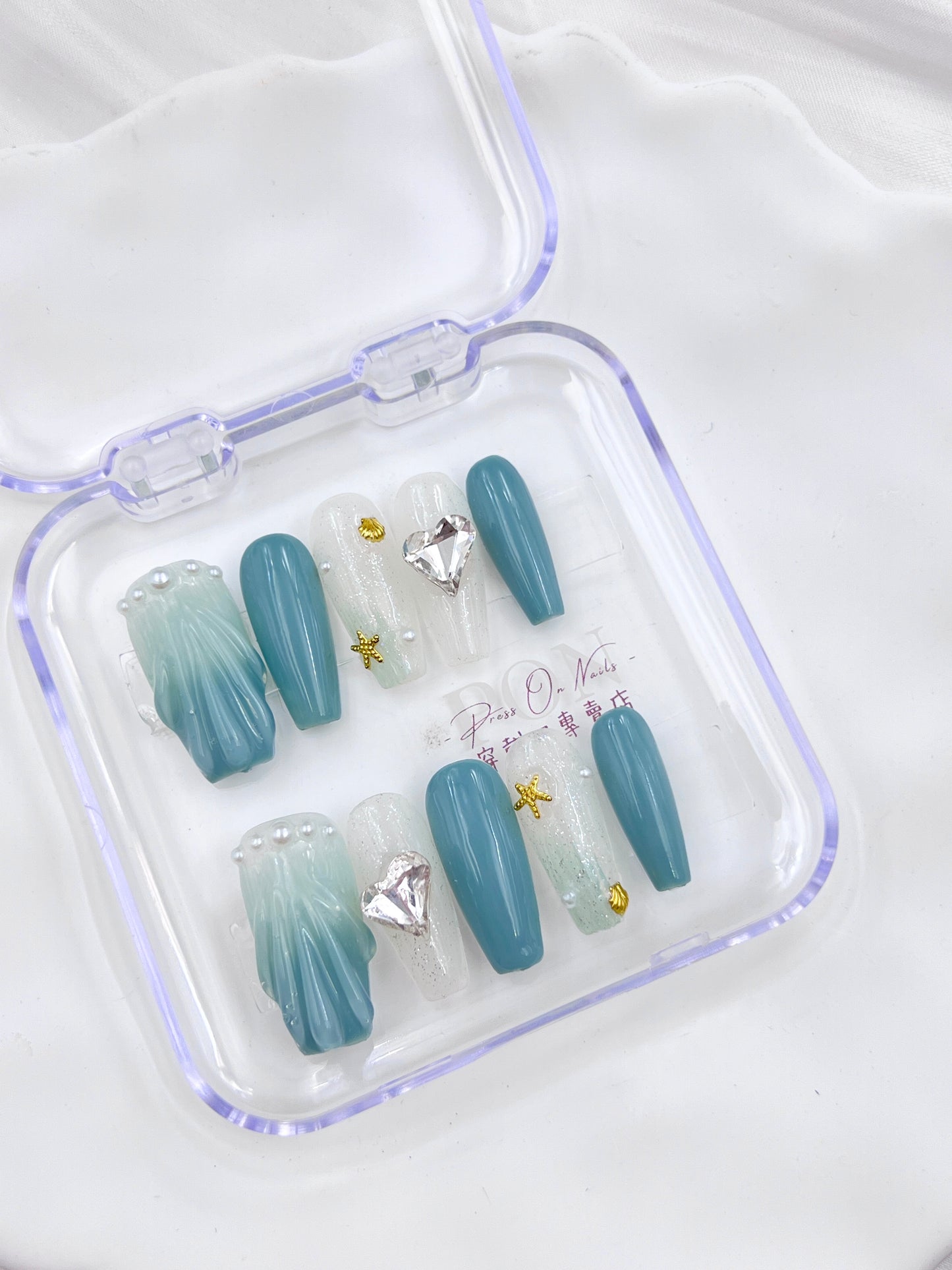 Blue, green, nude and white three-dimensional mermaid shell-handmade wearable armor