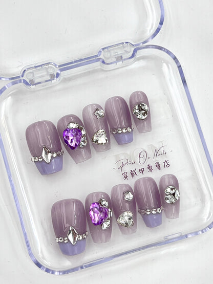 Icy Purple Rhinestone French-Wearing Armor