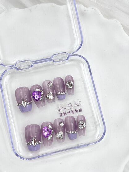 Icy Purple Rhinestone French-Wearing Armor