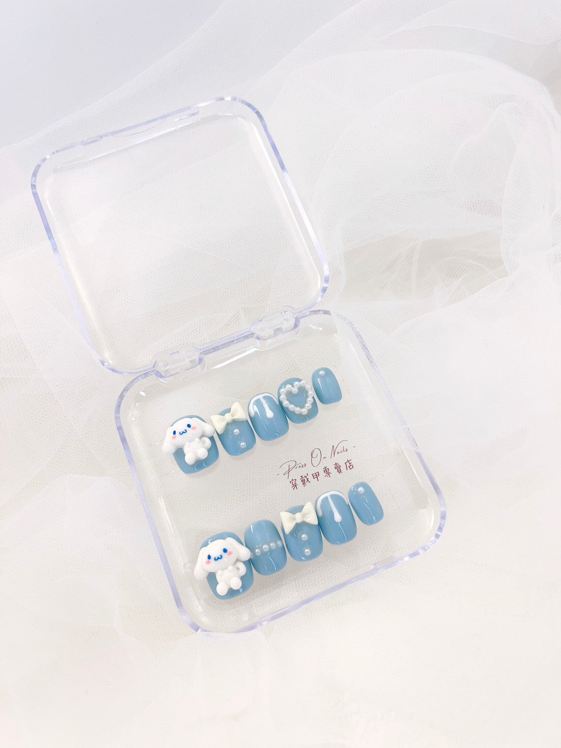 P140 Pudding Dog  Short Round press on nails