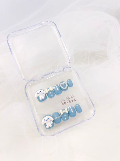 P140 Pudding Dog  Short Round press on nails
