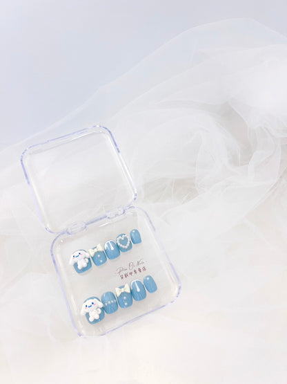 P140 Pudding Dog  Short Round press on nails